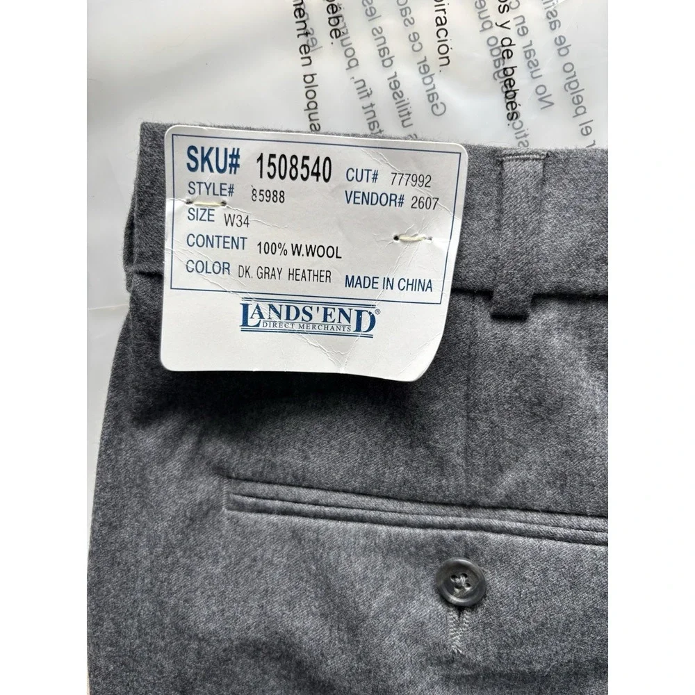 Lands end men's grey‎ dress pants size 34